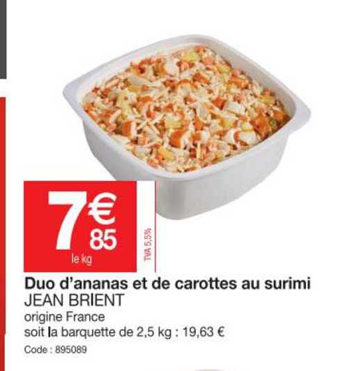 duo d'ananas et de carottes au surimi jean brient