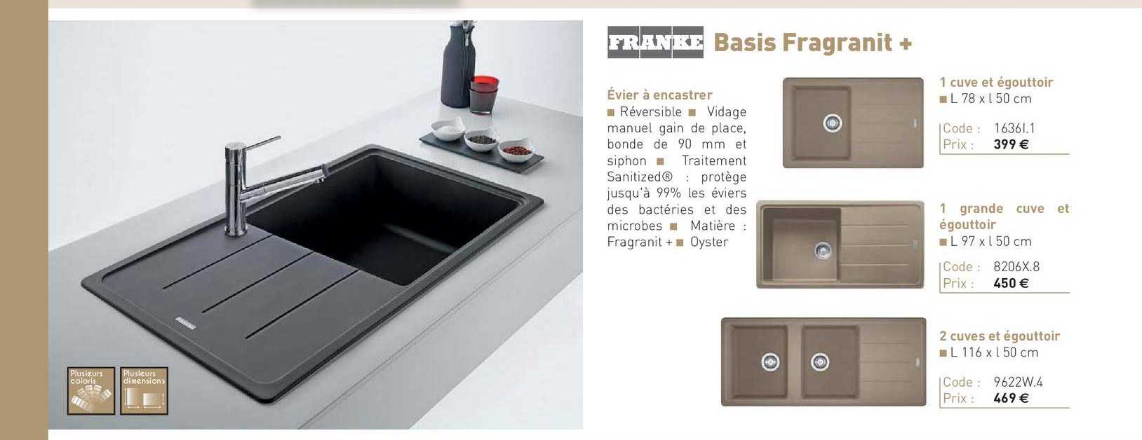 évier à encastrer basis fragranit