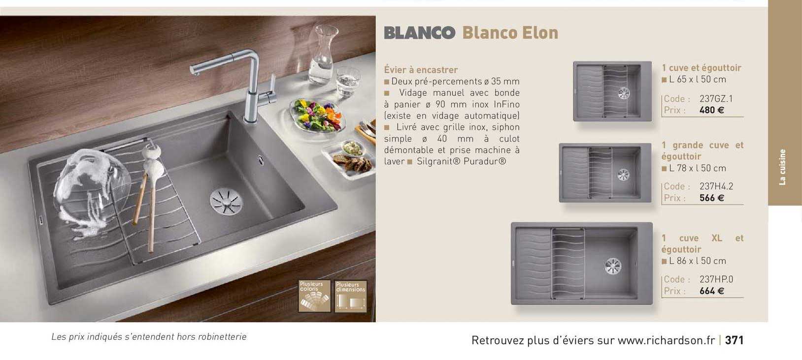 évier à encastrer blanco élon