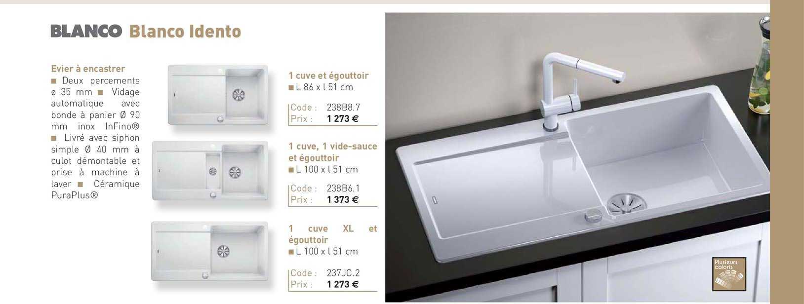 évier à encastrer blanco idento