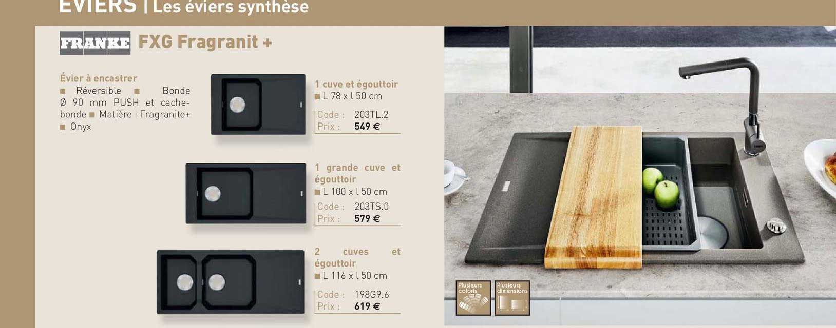 évier à encastrer fxg fragranit +