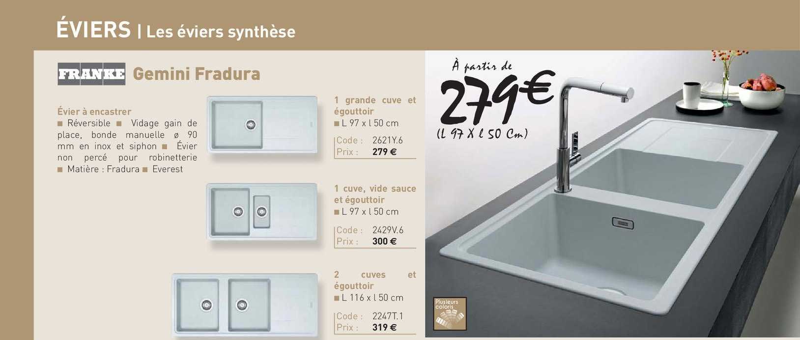 évier à encastrer gemini fradura