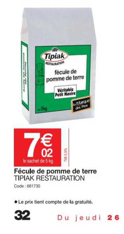 fécule de pomme de terre tipiak restauration