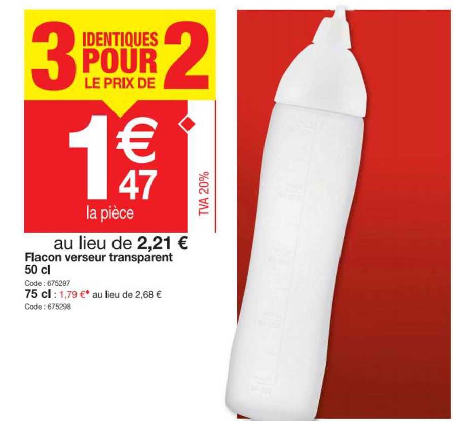 flacon verseuse transparent 50 cl, 75 cl