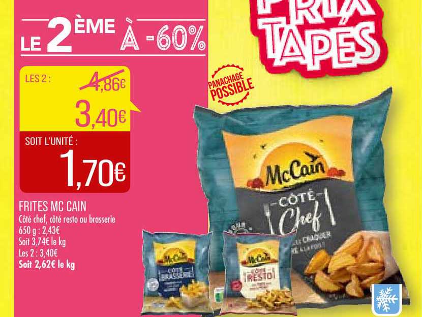 frites mc cain le 2ème à -60%