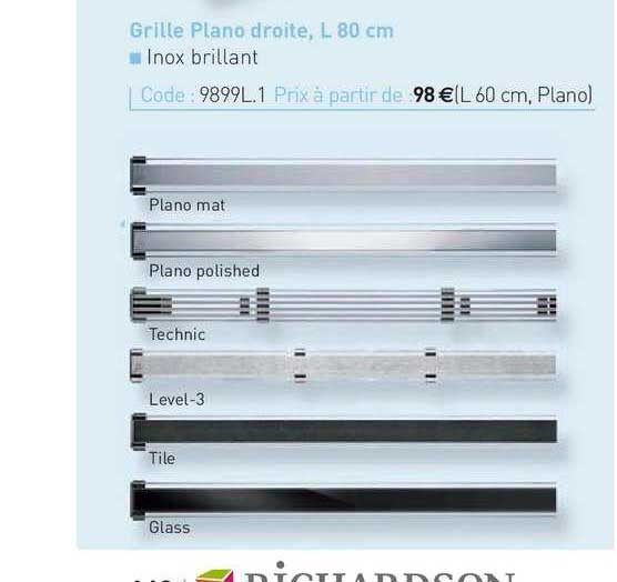 grille plano droite, l 80 cm