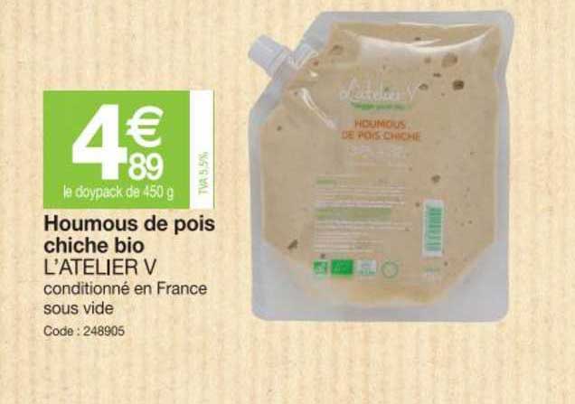 houmous de pois chiche bio l'atelier v