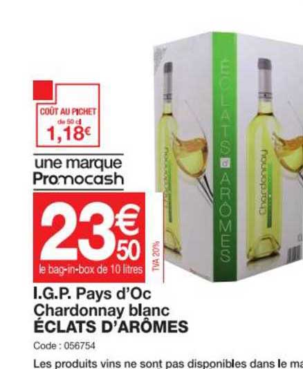 i.g.p. pays d'oc chardonnay blanc éclats d'arômes