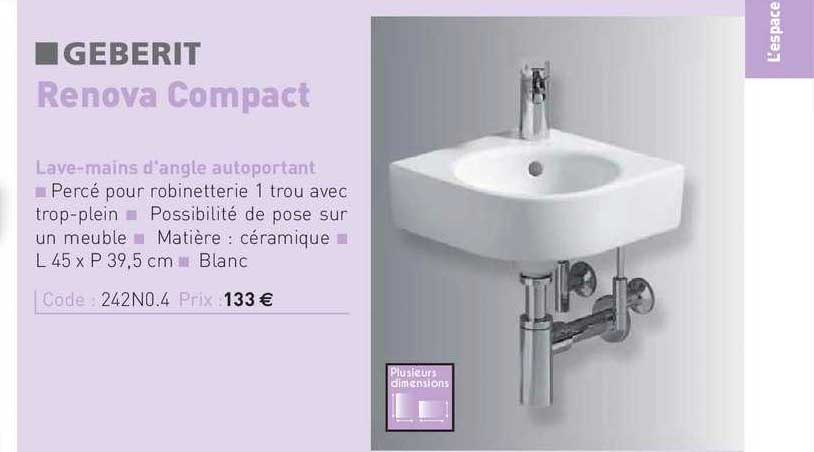 lave-mains d'angle autoportant renova compact