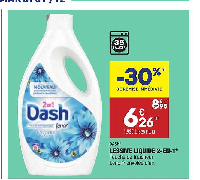 Lessive Liquide 2 En 1 Dash -30% De Remise Immédiate