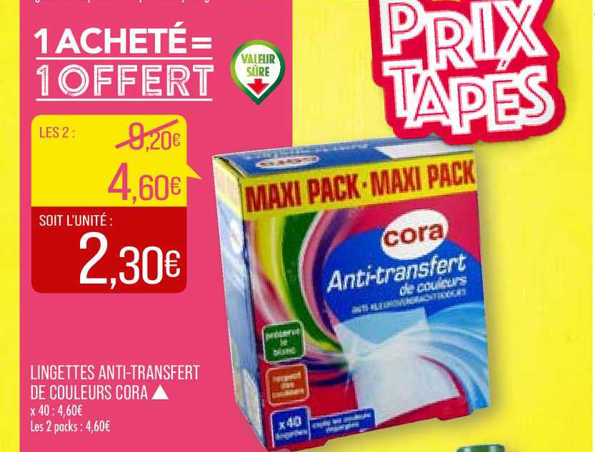 lingettes anti transfert de couleurs cora
