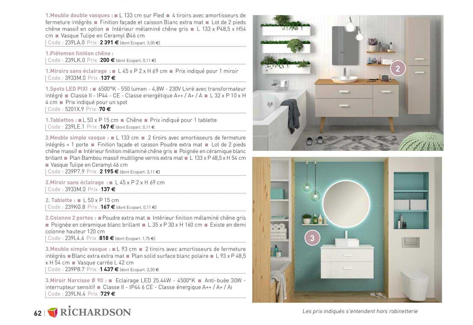 meuble double vasques, plétemen finition chêne, spots led pixi, tablette, meuble simple vasque, miroir, colonne