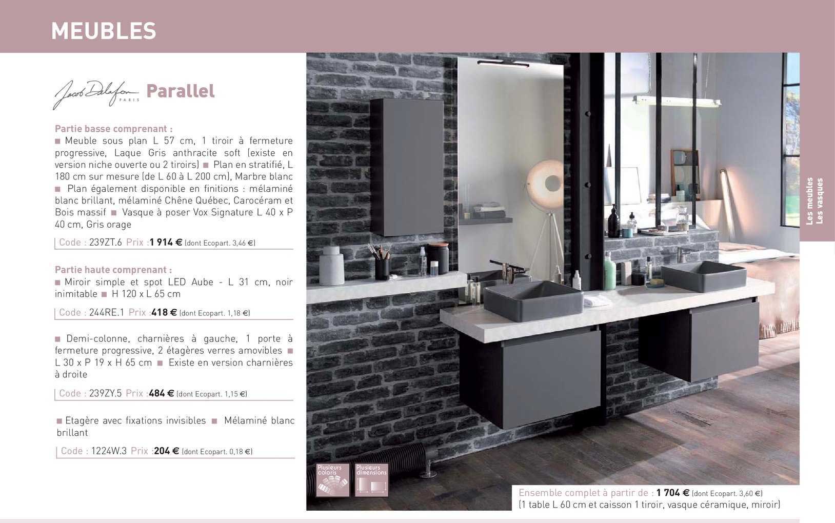 meuble parallel jacob delafon