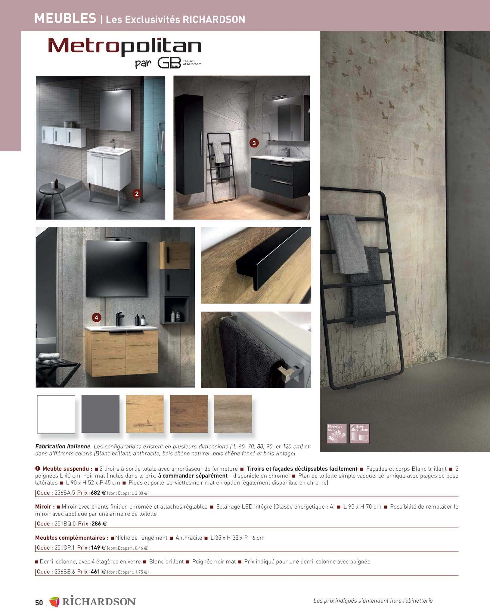 meuble suspendu, miroir, meuble complémentaire