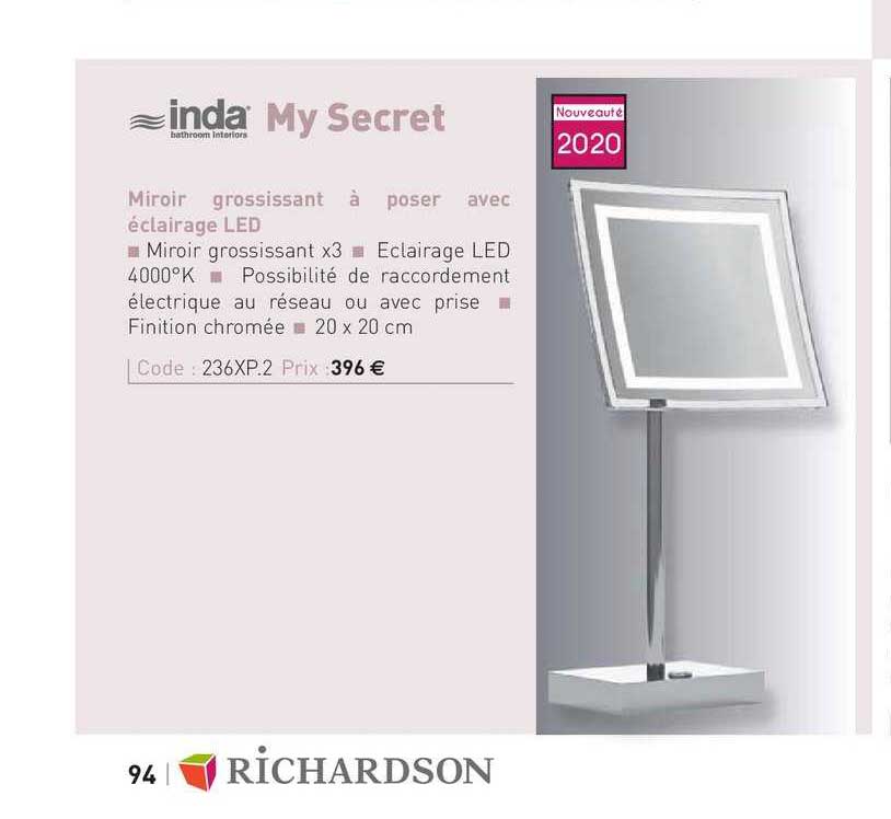 miroir grossissant à poser avec éclairage led