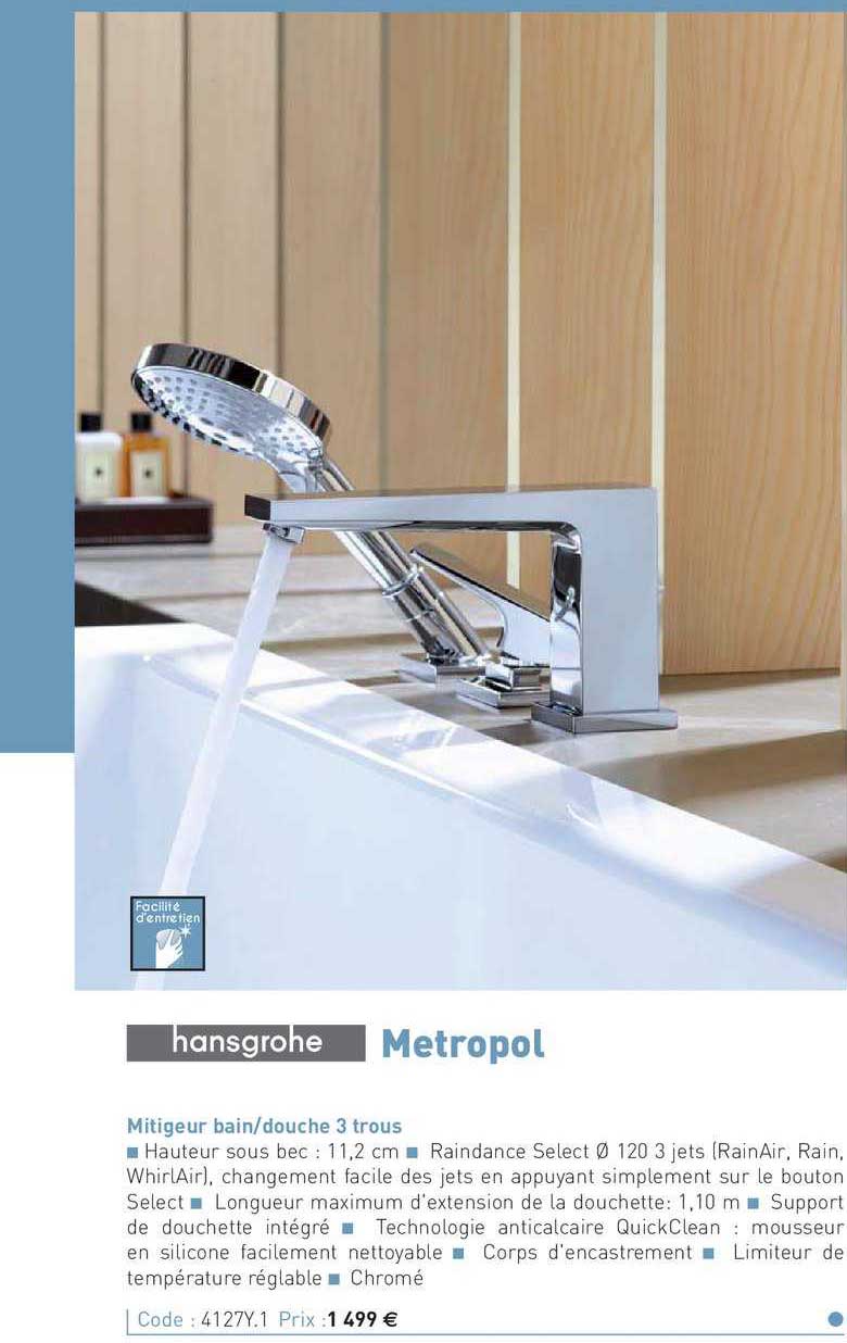 mitigeur bain-douche 3 trous