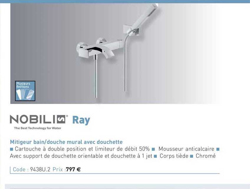 mitigeur bain-douche mural avec douchette