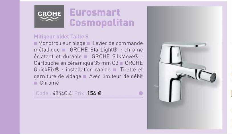 mitigeur bidet taille s eurosmart cosmopolitan