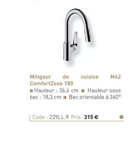 mitigeur de cuisine m42 comfortzone 180