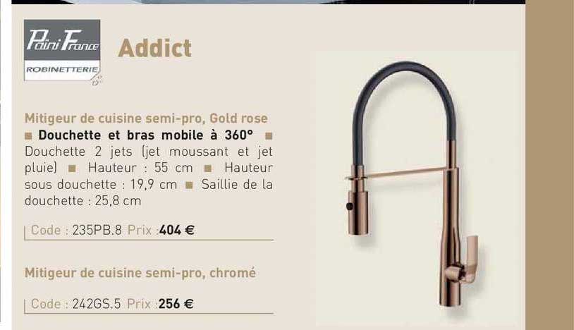 mitigeur de cuisine semi-pro, gold rose addict