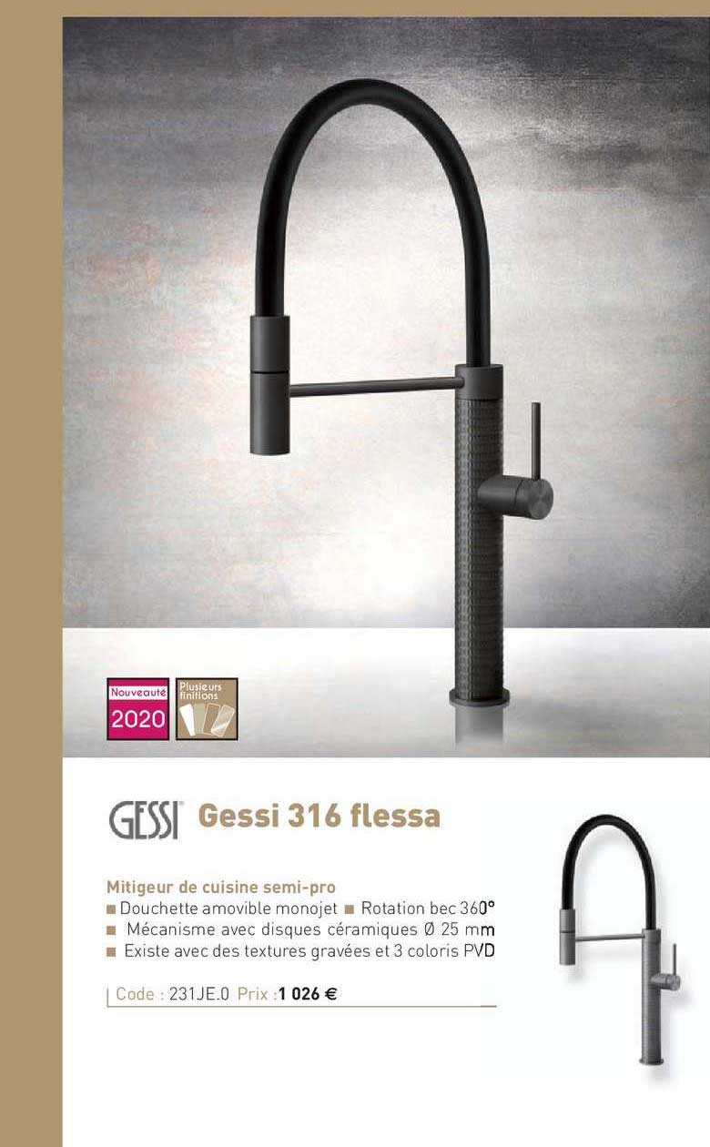 mitigeur de cuisine semi-pro gessi 316 flessa