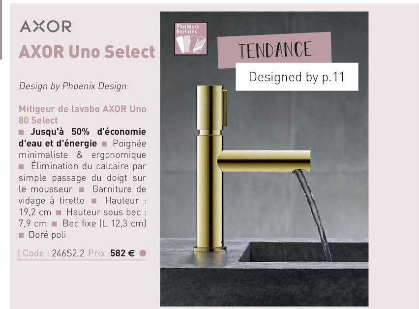 mitigeur de lavabo axor uno 80 select