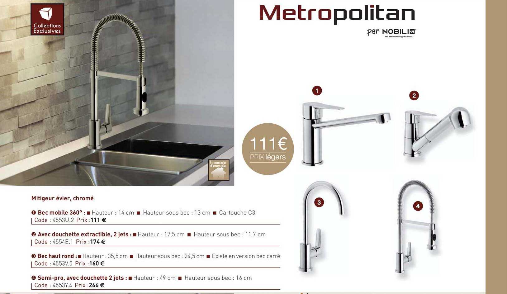 mitigeur évier , chromé  metropolitan