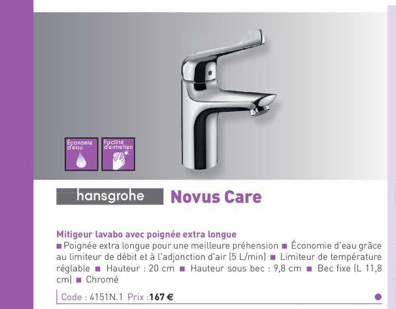 mitigeur lavabo avec poignée extra longue novus care