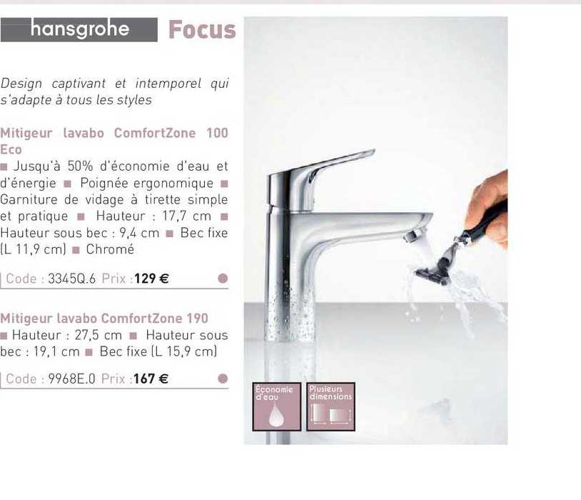 mitigeur lavabo comfortzone 100 eco