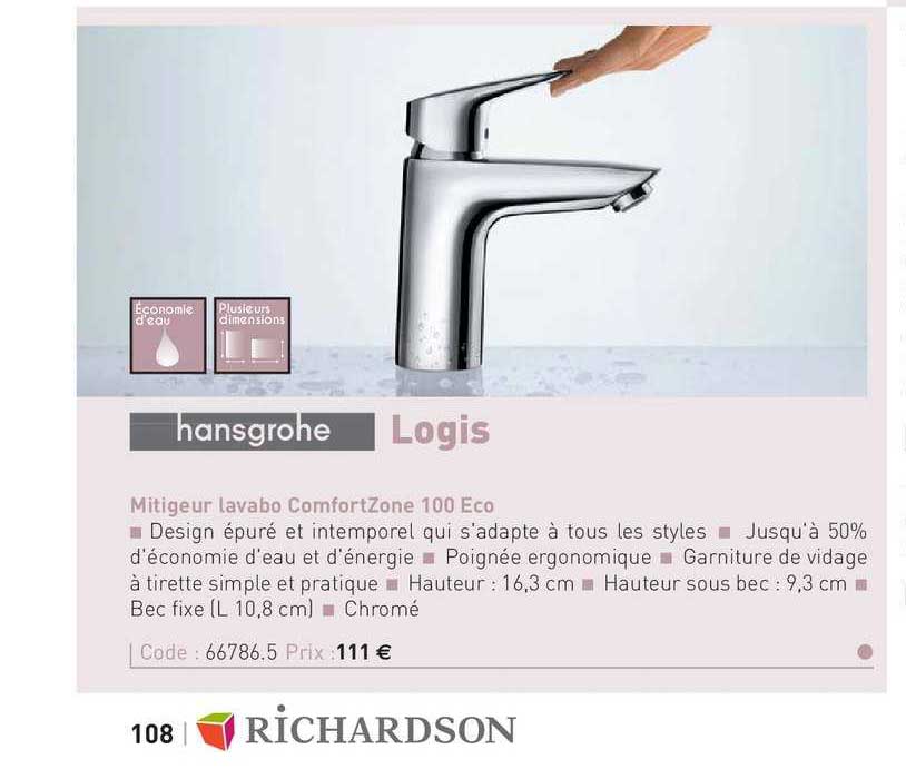 mitigeur lavabo comfortzone 100 eco