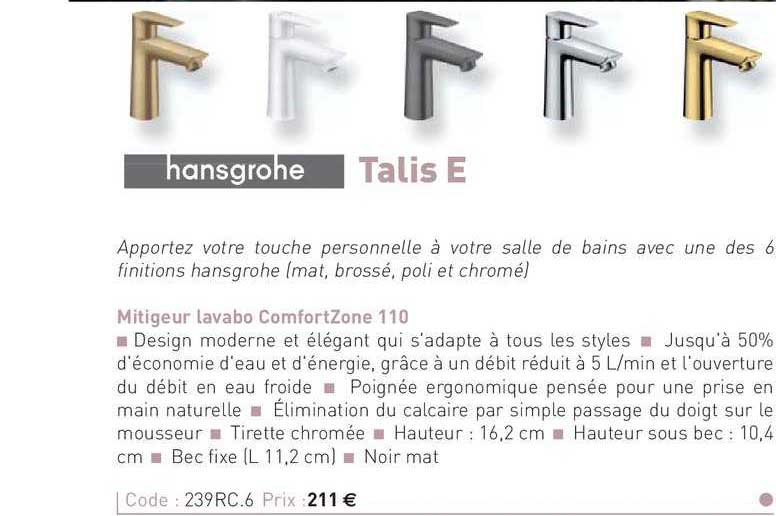 mitigeur lavabo comfortzone 110