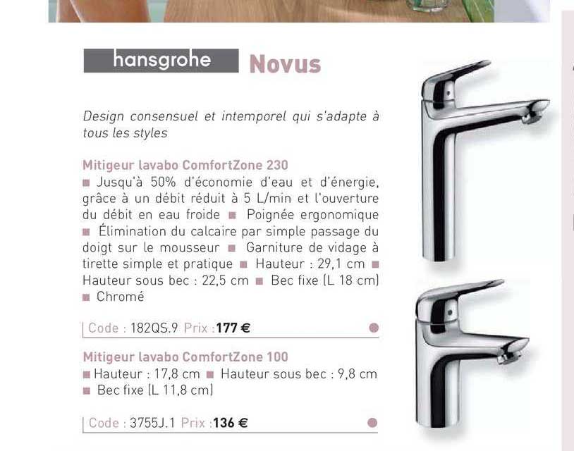 mitigeur lavabo comfortzone 230