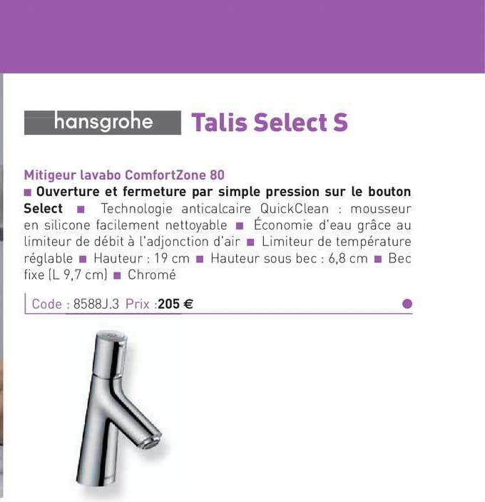 mitigeur lavabo comfortzone 80 talis select s