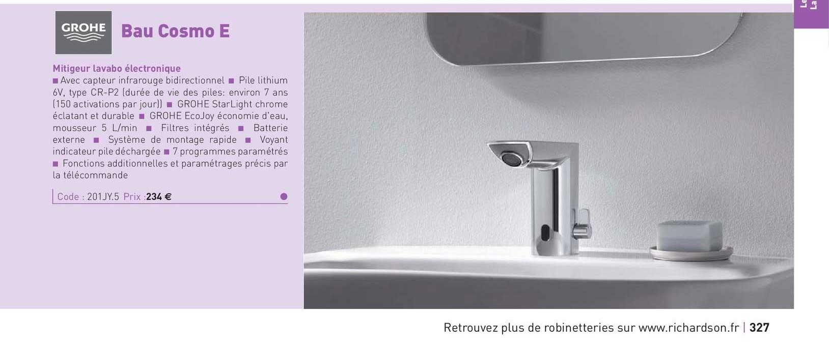 mitigeur lavabo électrique bau cosmo e