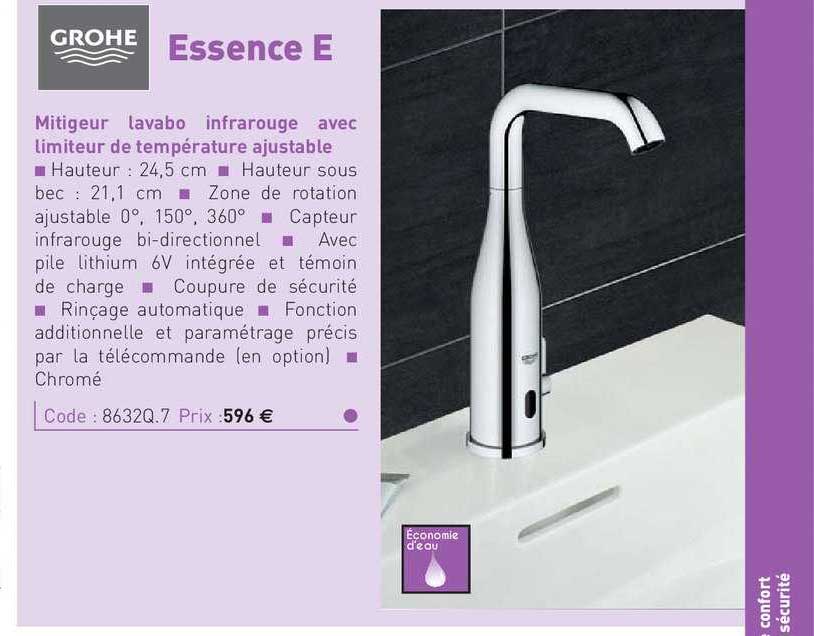 mitigeur lavabo infrarouge avec limiteur de température ajustable essence e