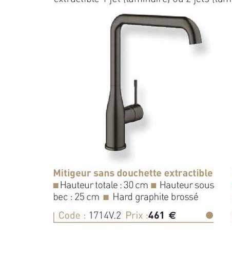 mitigeur sans douchette extractible