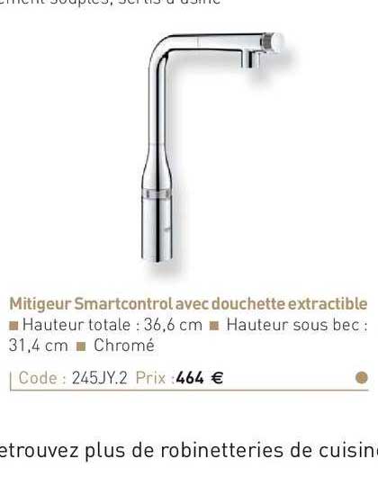 mitigeur smartcontrol avec douchette extractible