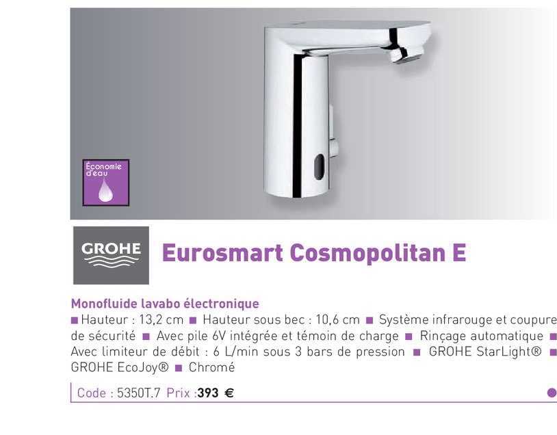 monofluide lavabo électronique eurosmart cosmopolitan e