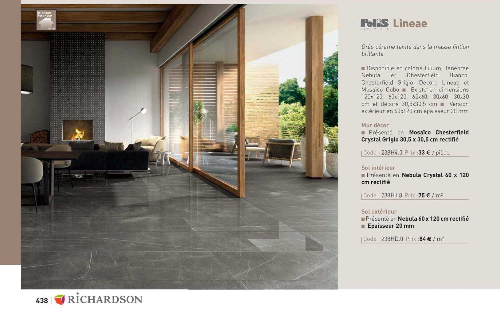 mur décor, sol intérieur, sol extérieur lineae