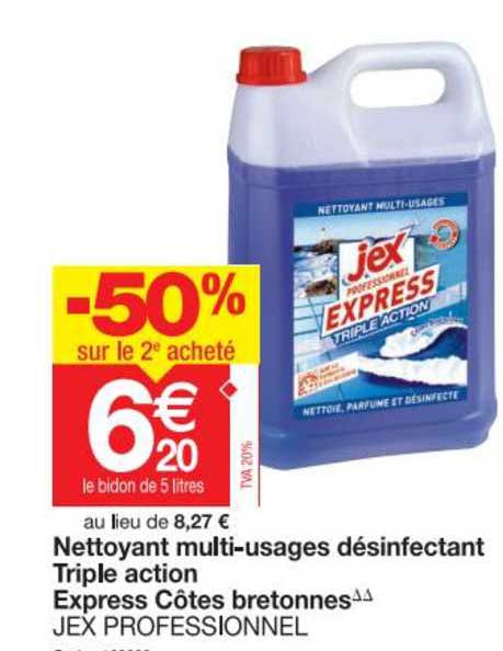 nettoyant multi-usages désinfectant triple action express côtes bretonnes jex professionnel