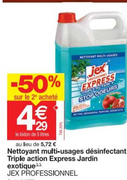 nettoyant multi-usages désinfectant triple action express jardin exotique jex professionnel
