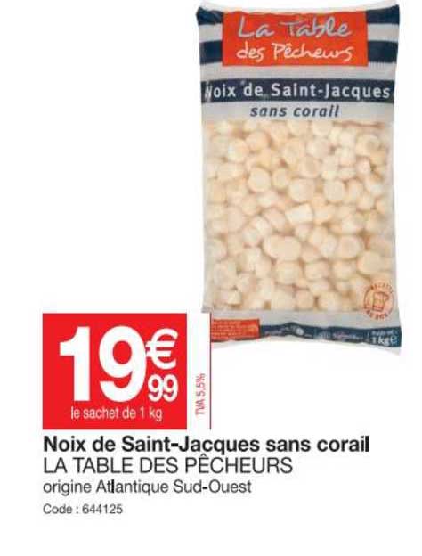 noix de saint jacques sans corail la table des pêcheurs