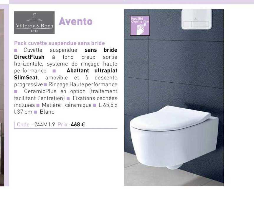 pack cuvette suspendue sans bride