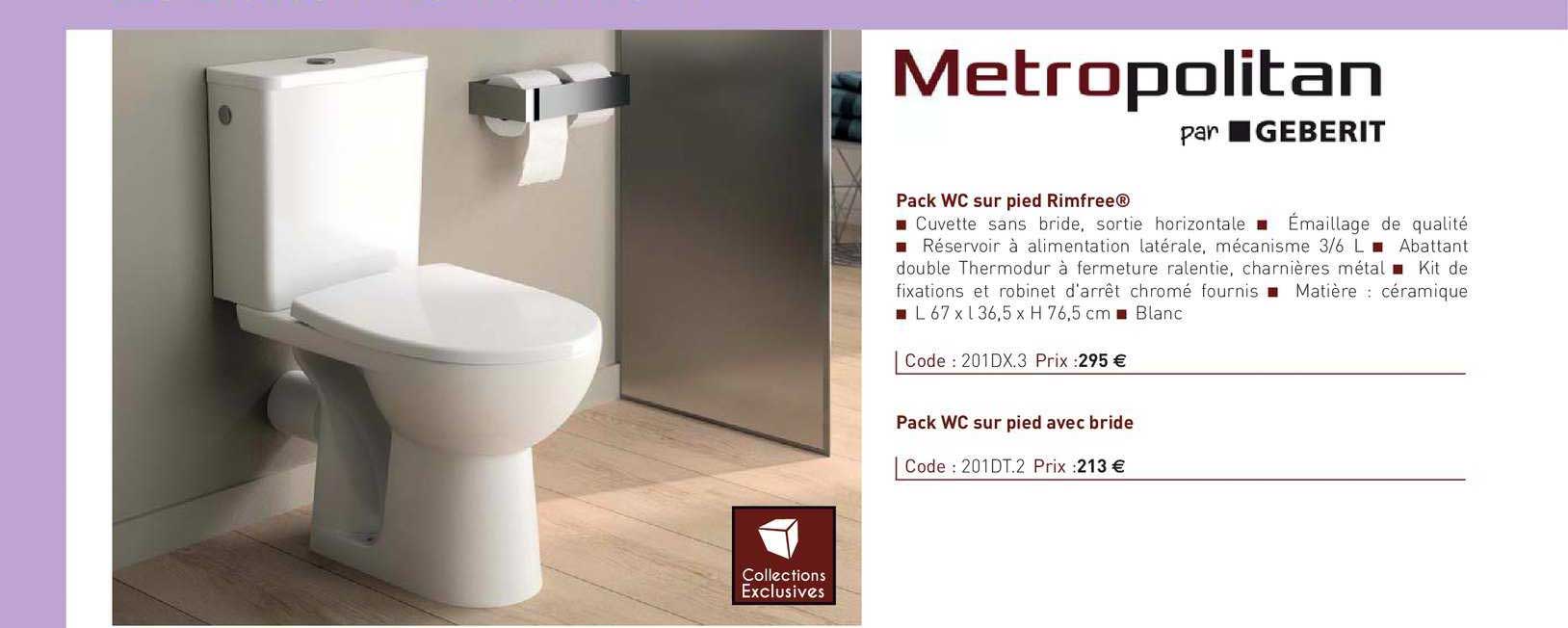 pack wc sur pied rimfree , pack wc sur pied avec bride