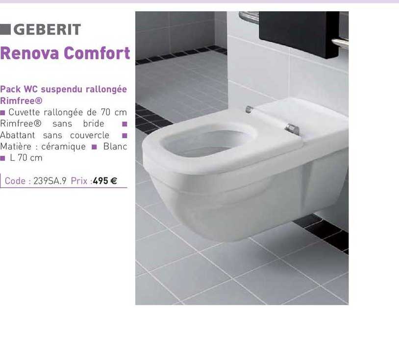 pack wc suspendu rallongée rimfree renova comfort