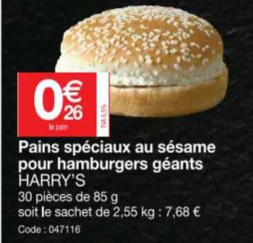 pains spéciaux au sésame pour hamburgers  géants harry's