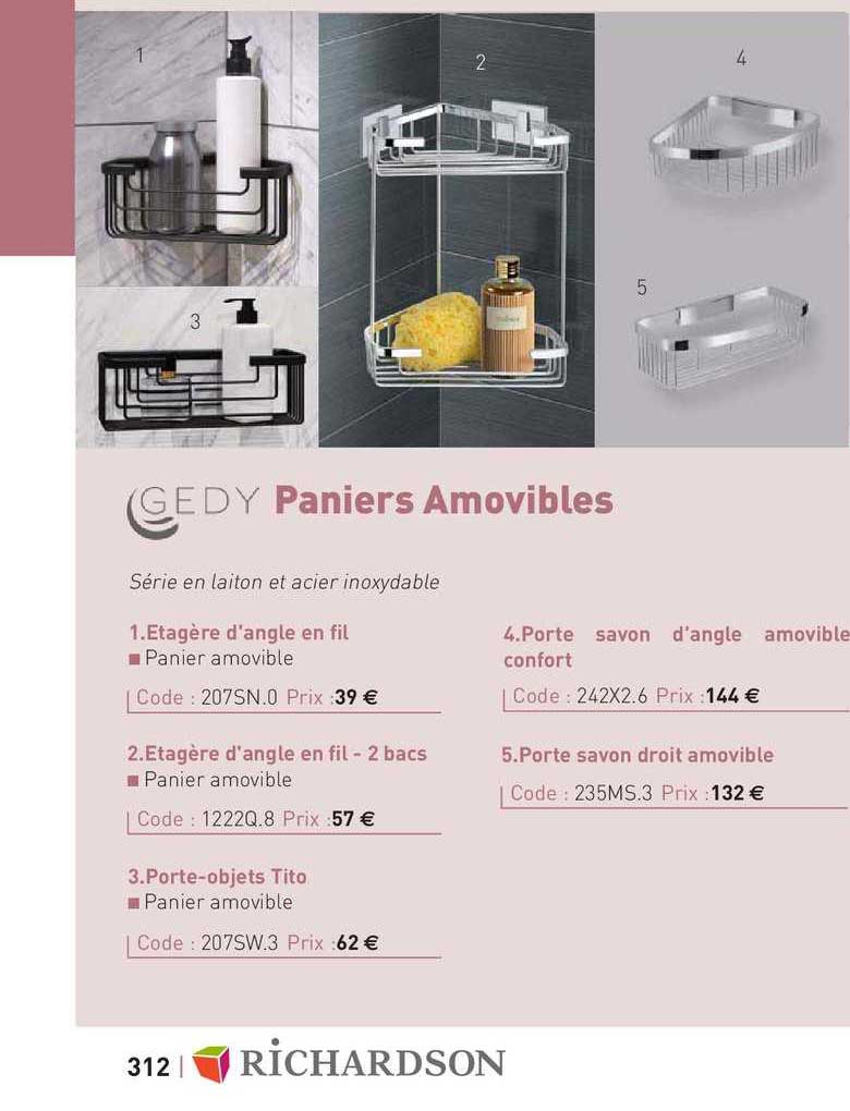 paniers amovibles gedy