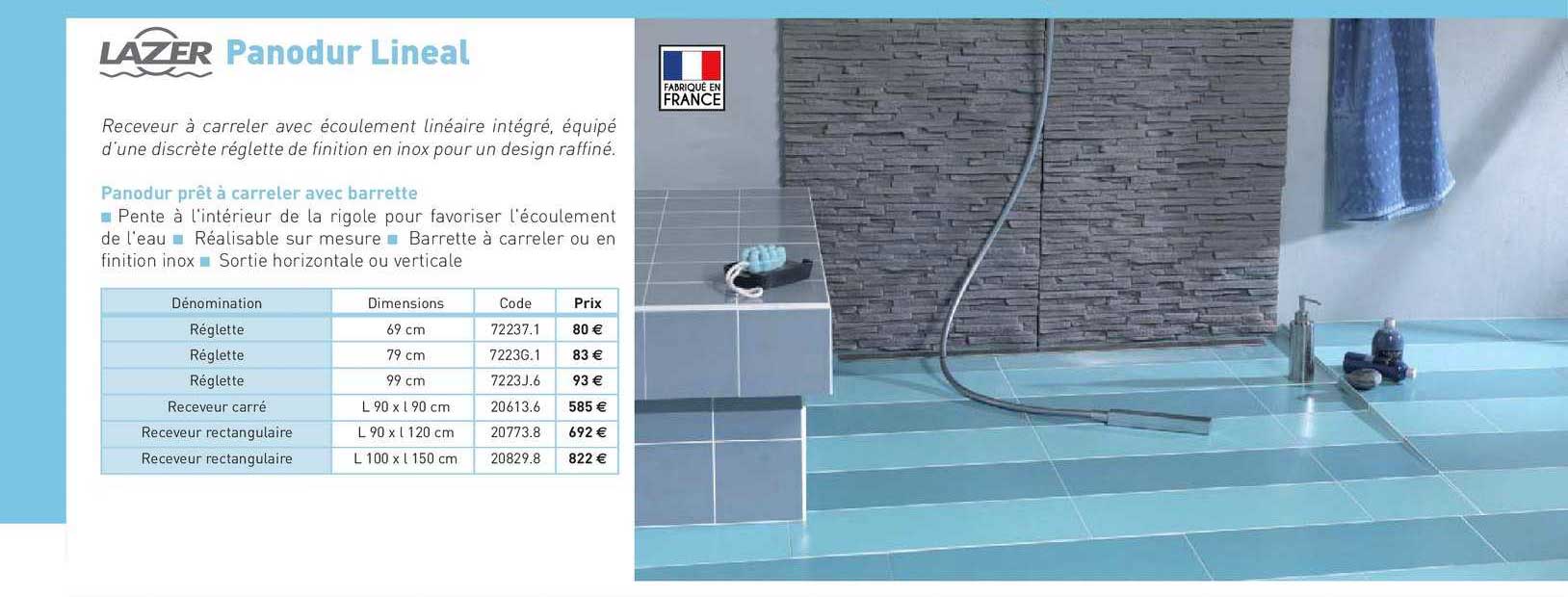 panodur prêt à carreler avec barrette