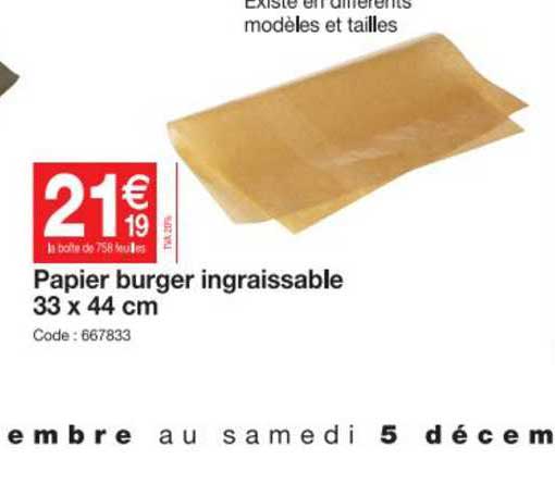 papier burger ingraissable 33 x 44 cm