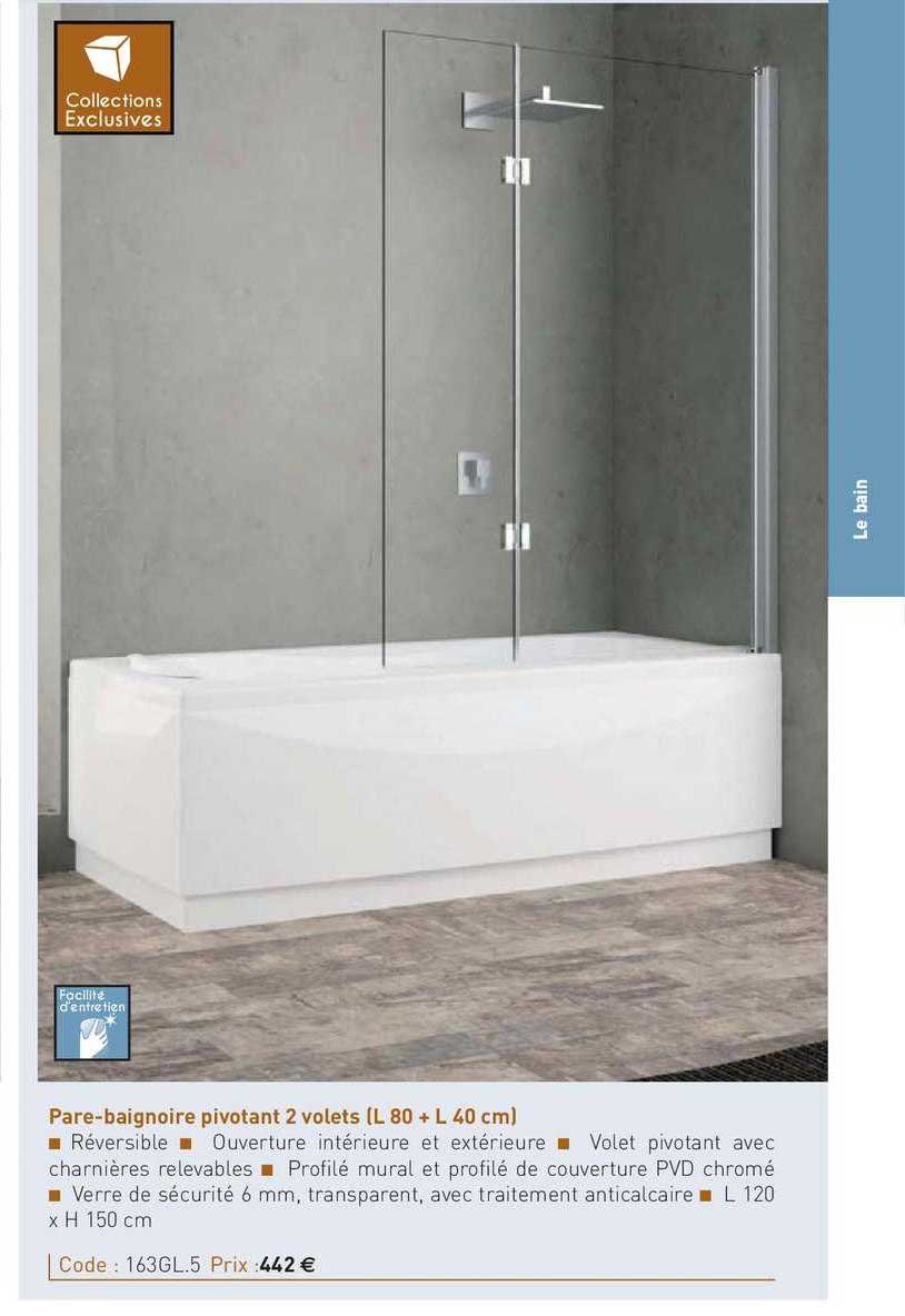 pare-baignoire pivotant 2 volets